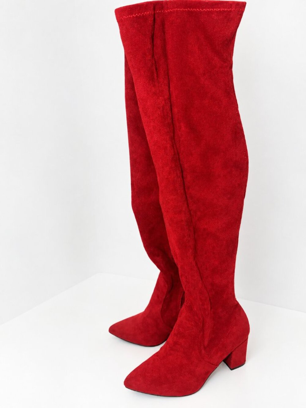 Wild Pair Eileene Red Suede Over The Knee Boots